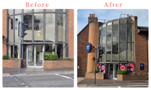 Phillips Law Basingstoke office before and after window decal installation