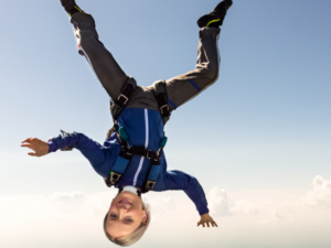 Sophie Barton photoshopped on a skydiver.