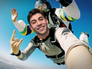 Matt Blankley photoshopped on a skydiver.